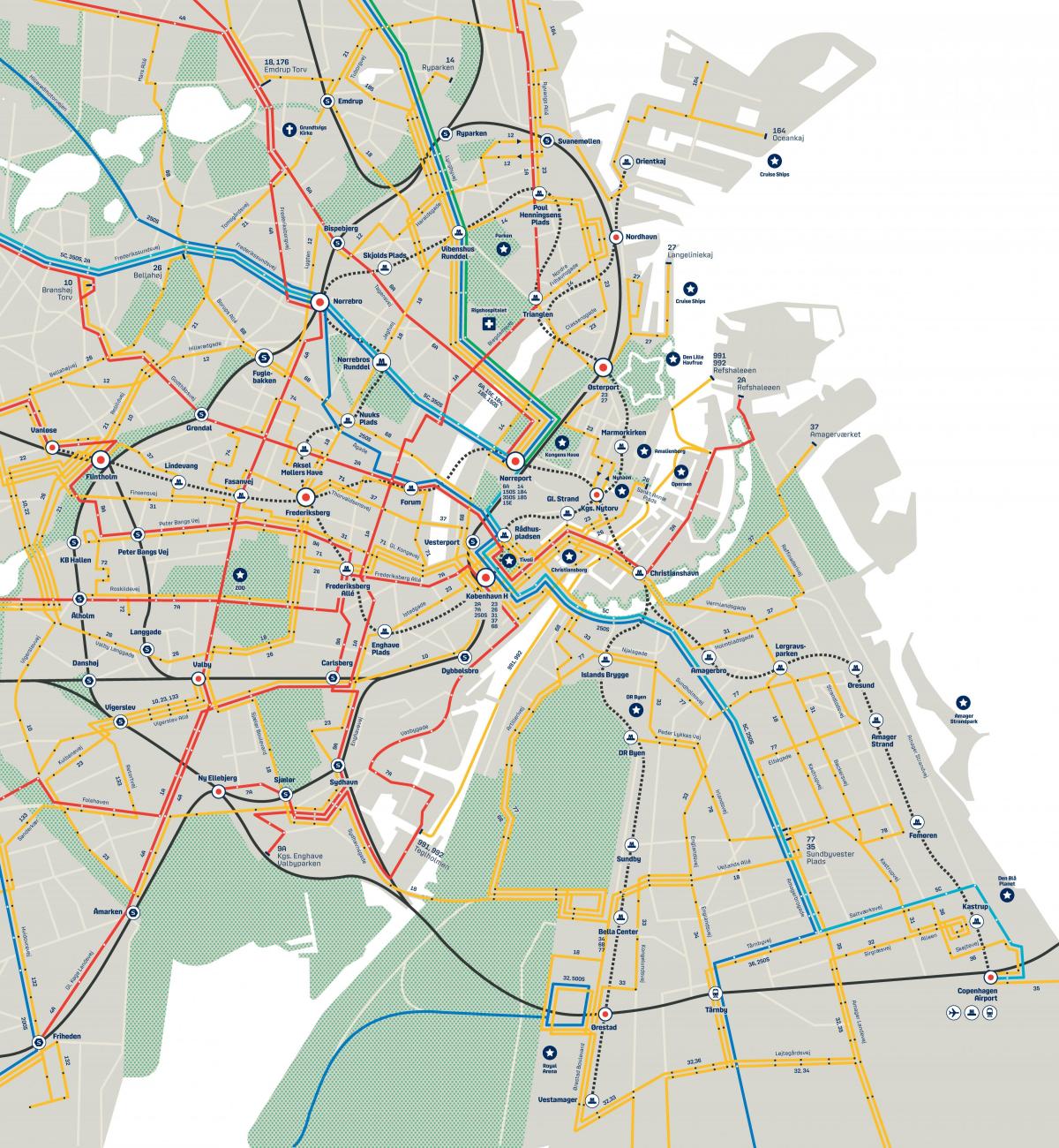Mapa dworca autobusowego w Kopenhadze
