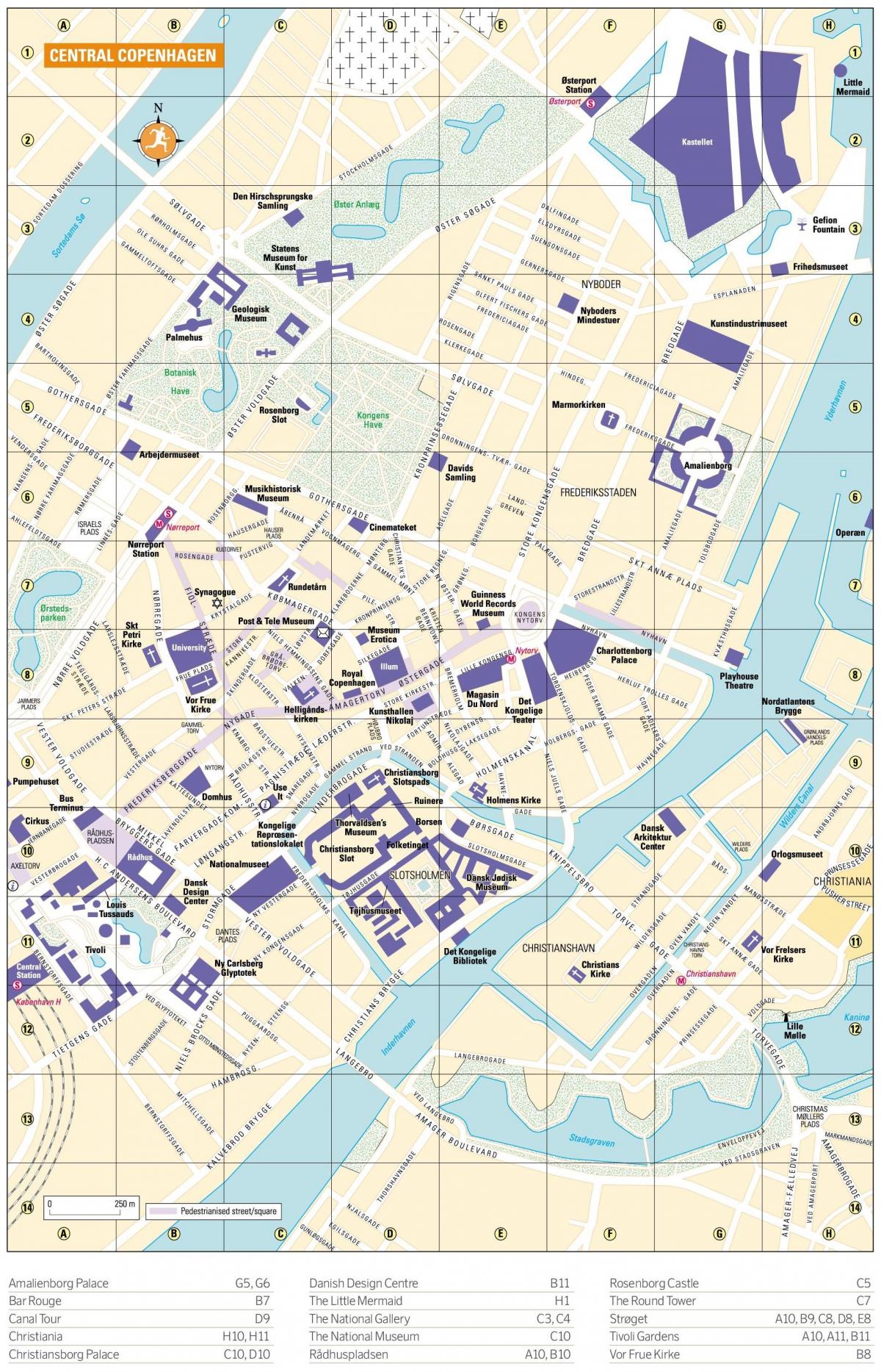 Mapa centrum Kopenhagi