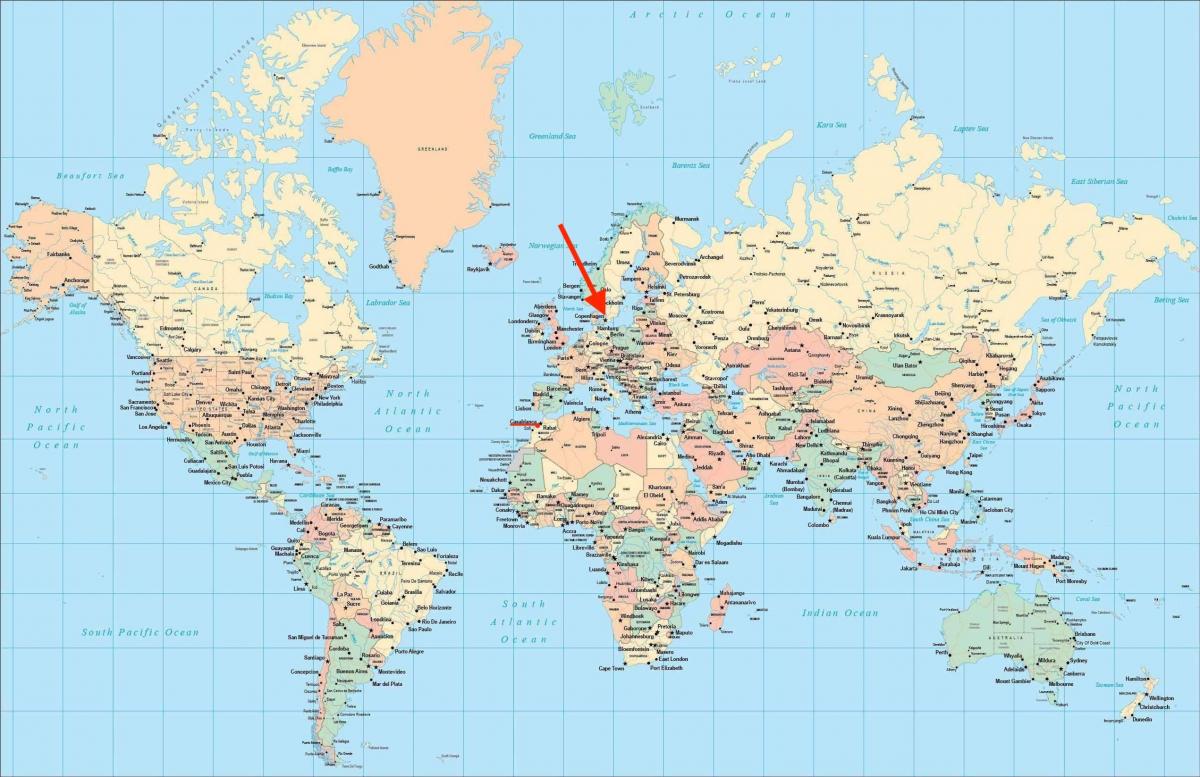 Położenie Kopenhagi na mapie świata
