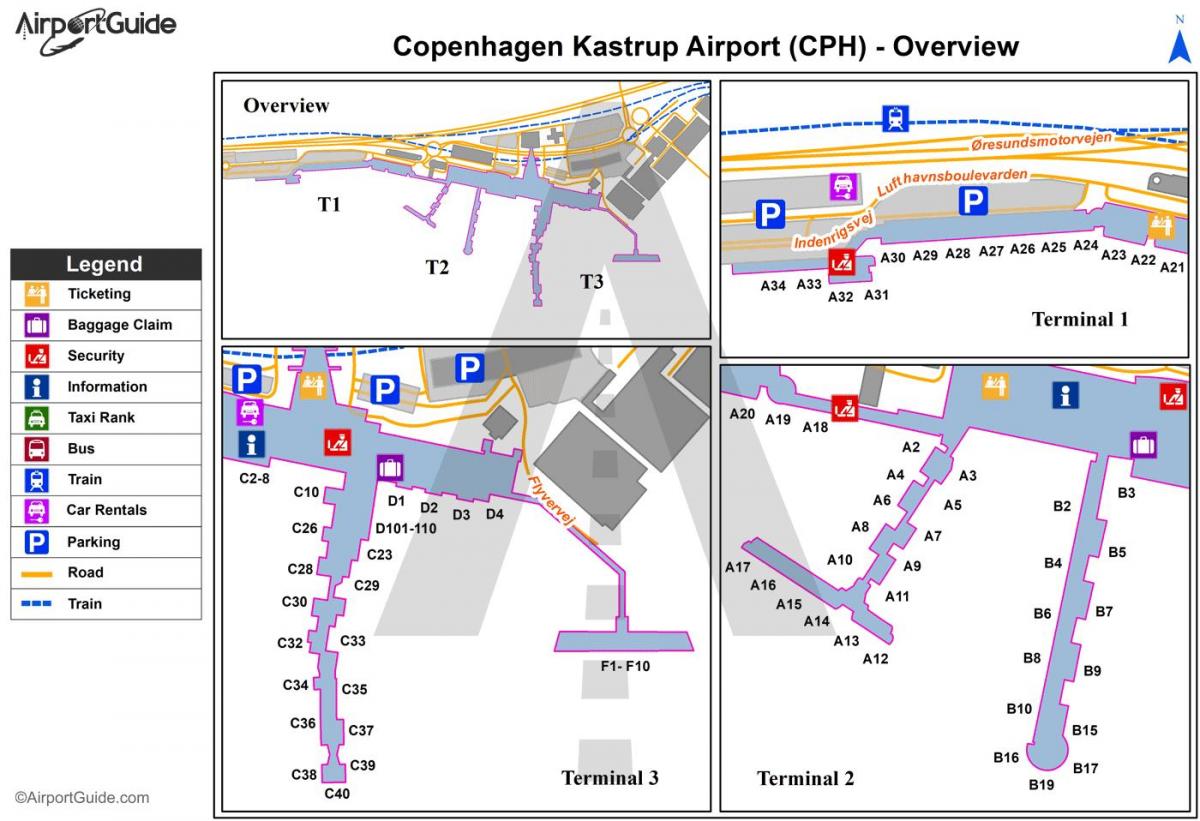 Mapa lotnisk w Kopenhadze