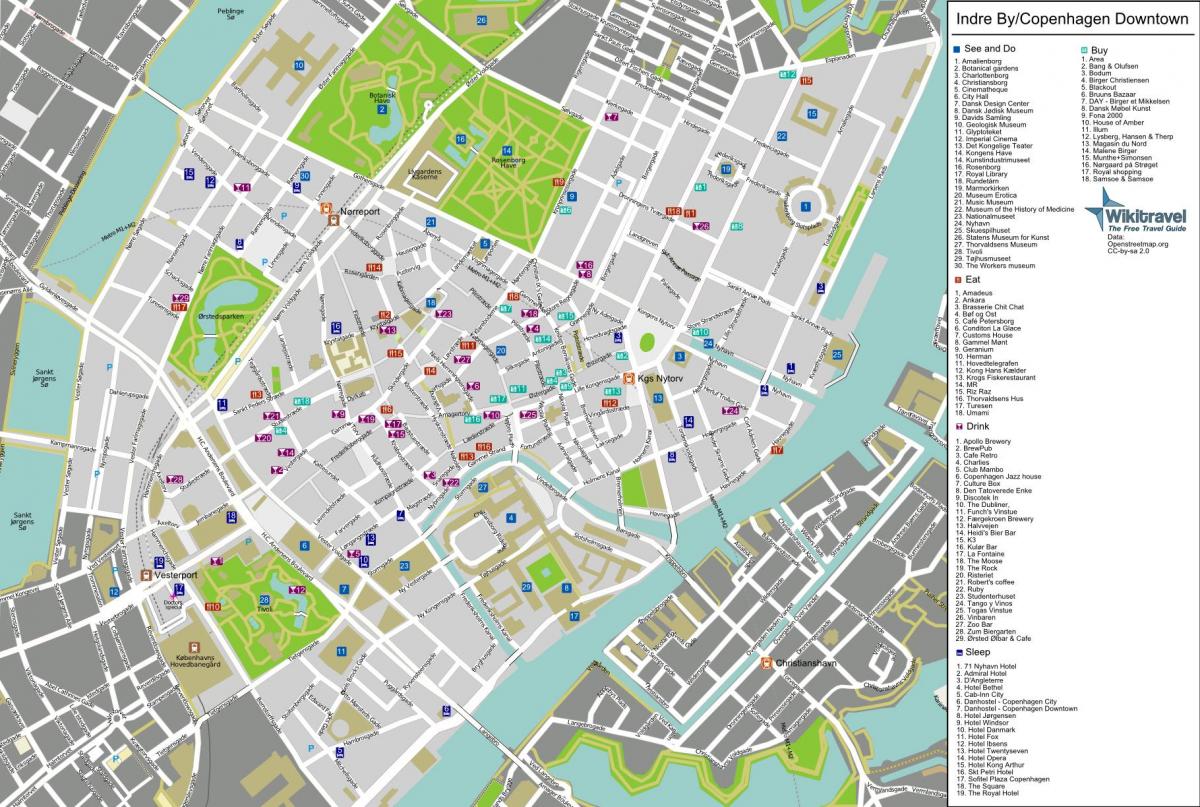 Mapa zwiedzania Kopenhagi