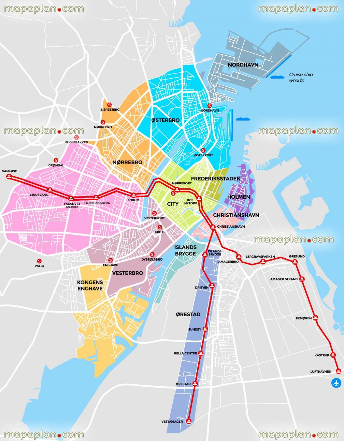 Mapa dzielnic Kopenhagi